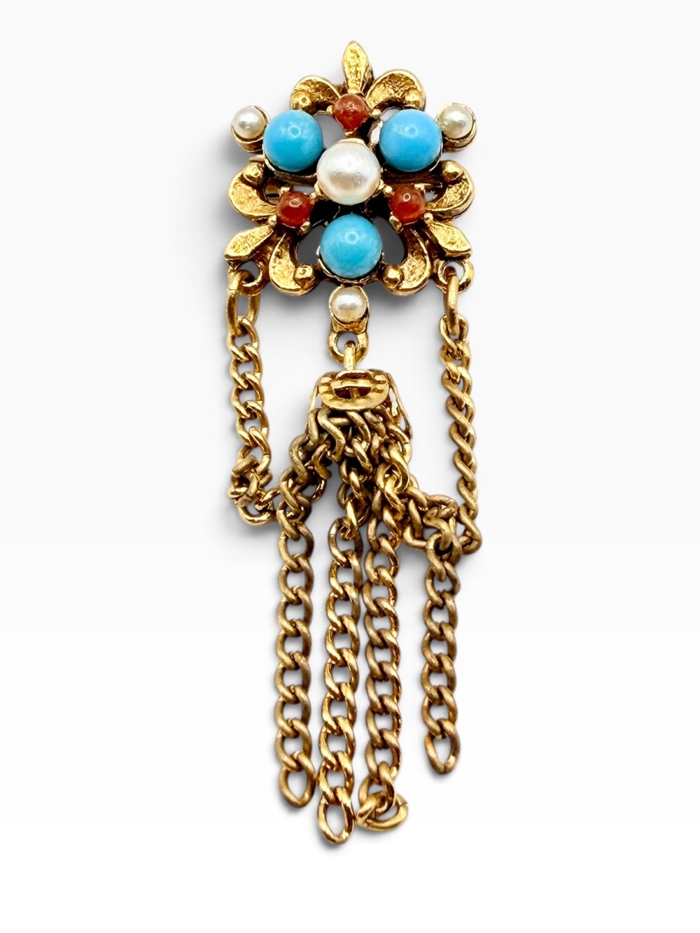 1950s 1960s Vintage Florenza Victorian Revival Tassel Brooch Unsigned